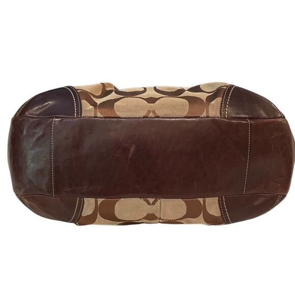 Y2K Coach Ergo Gold Kiss Lock Satchel Signature Brown Jacquard Leather Frame - Picture 4 of 9